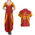 Personalised Spain Football Couples Matching Summer Maxi Dress and Hawaiian Shirt World Cup Campeona 2023 La Roja LT7 - Wonder Print Shop
