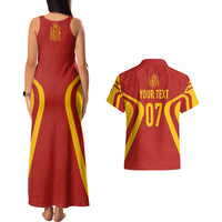 Personalised Spain Football Couples Matching Tank Maxi Dress and Hawaiian Shirt World Cup Campeona 2023 La Roja LT7 - Wonder Print Shop