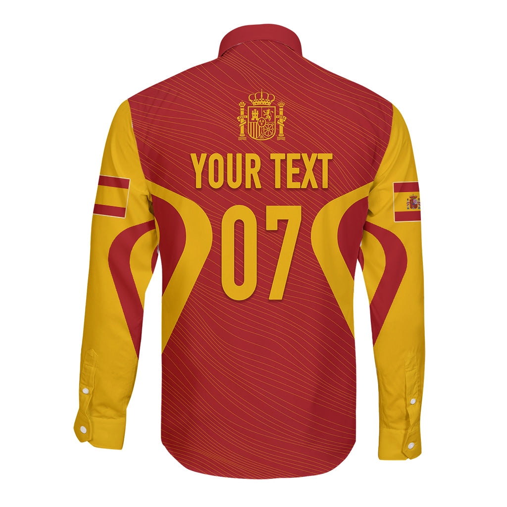 Personalised Spain Football Long Sleeve Button Shirt World Cup Campeona 2023 La Roja - Wonder Print Shop