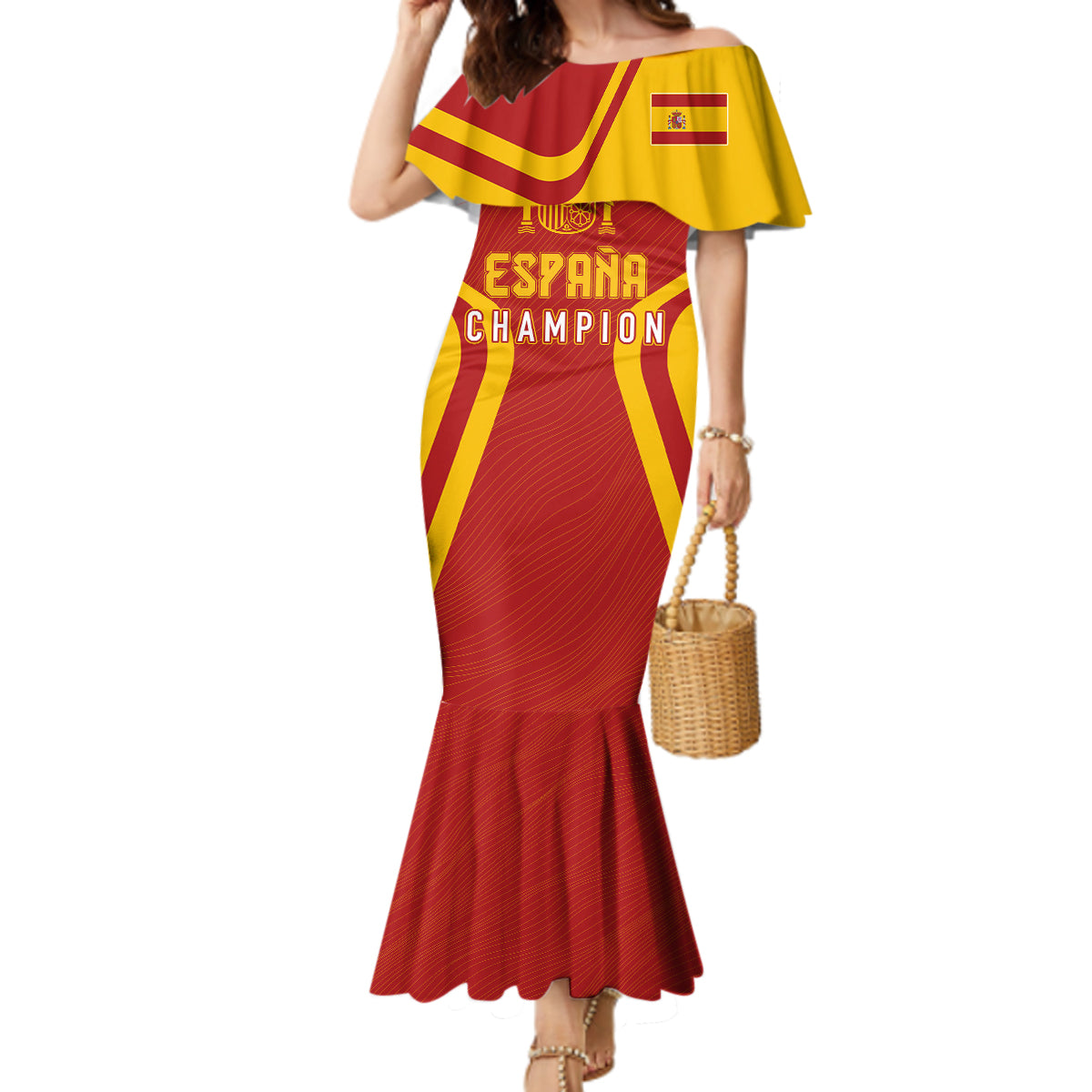 personalised-spain-football-mermaid-dress-world-cup-campeona-2023-la-roja