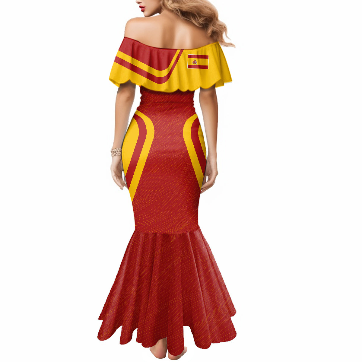 Personalised Spain Football Mermaid Dress World Cup Campeona 2023 La Roja - Wonder Print Shop