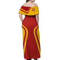 Personalised Spain Football Off Shoulder Maxi Dress World Cup Campeona 2023 La Roja - Wonder Print Shop