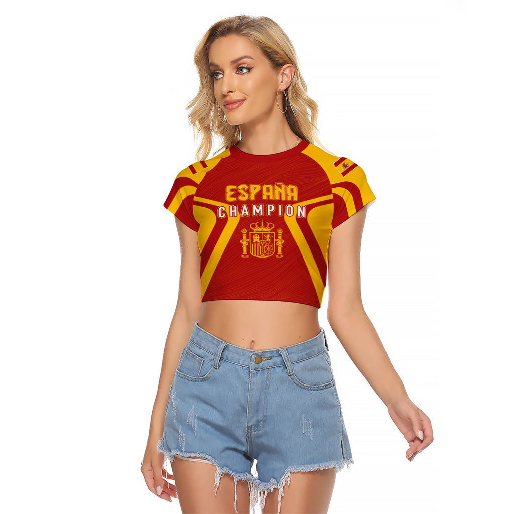Personalised Spain Football Raglan Cropped T Shirt World Cup Campeona 2023 La Roja - Wonder Print Shop