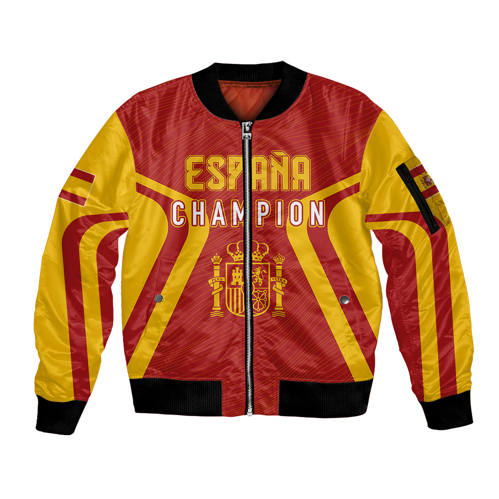 Personalised Spain Football Sleeve Zip Bomber Jacket World Cup Campeona 2023 La Roja - Wonder Print Shop