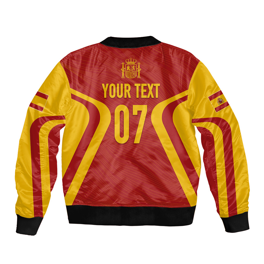 Personalised Spain Football Sleeve Zip Bomber Jacket World Cup Campeona 2023 La Roja - Wonder Print Shop