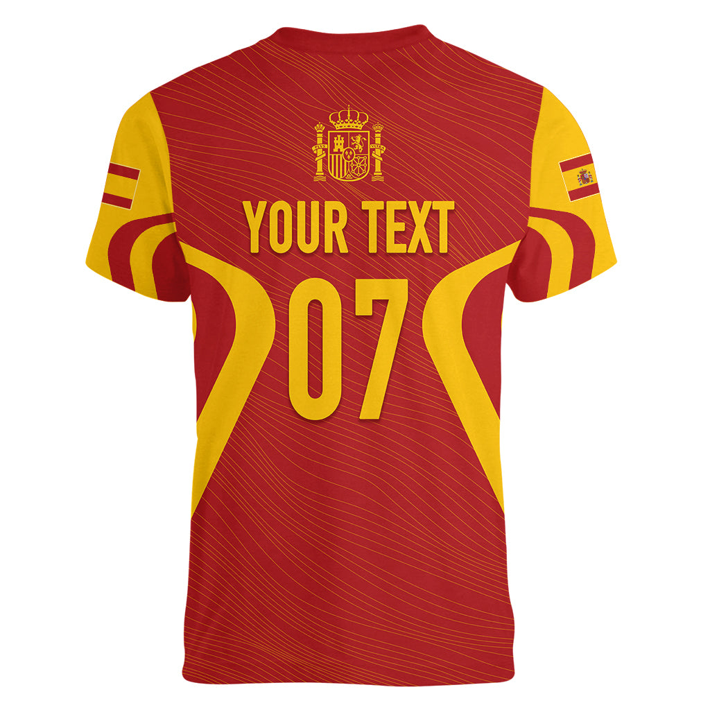 Personalised Spain Football Women V Neck T Shirt World Cup Campeona 2023 La Roja - Wonder Print Shop