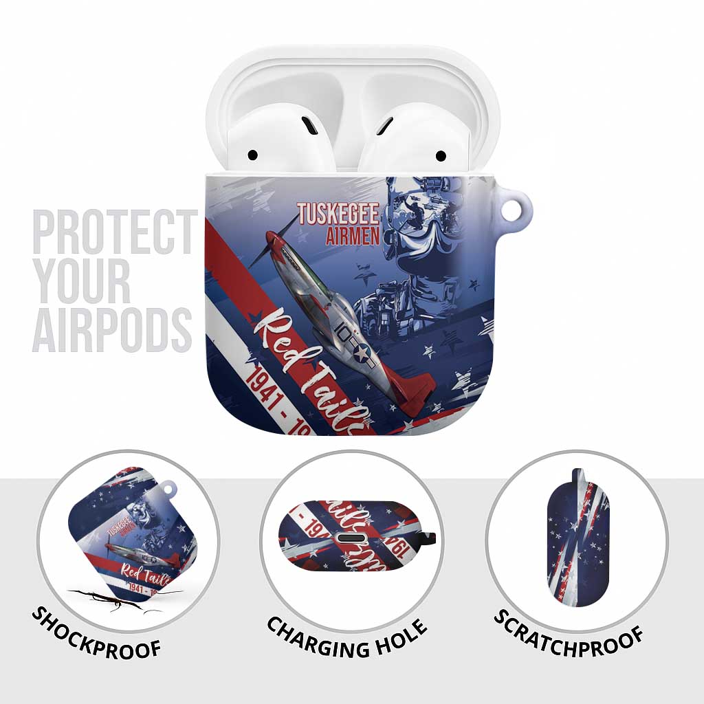 Tuskegee Airmen Red Tails AirPods Case Straighten Up and Fly Right - Blue White - Wonder Print Shop