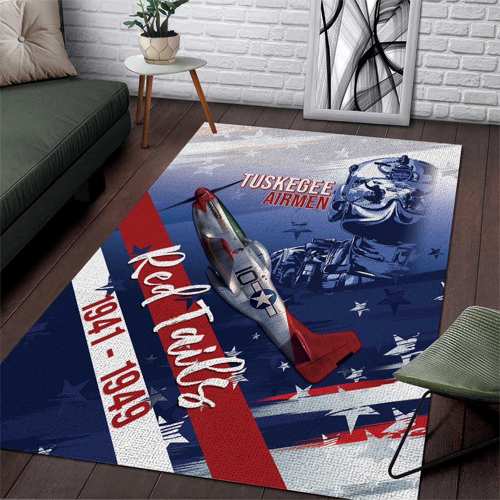 Tuskegee Airmen Red Tails Area Rug Straighten Up and Fly Right - Blue White - Wonder Print Shop