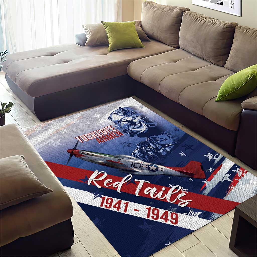 Tuskegee Airmen Red Tails Area Rug Straighten Up and Fly Right - Blue White - Wonder Print Shop