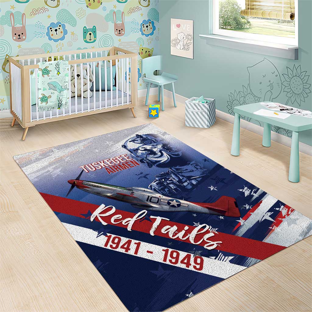 Tuskegee Airmen Red Tails Area Rug Straighten Up and Fly Right - Blue White - Wonder Print Shop