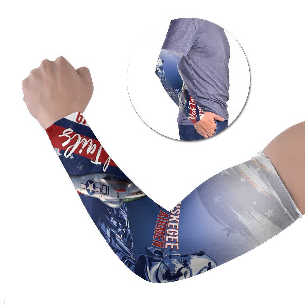 Tuskegee Airmen Red Tails Arm Sleeves Straighten Up and Fly Right - Blue White - Wonder Print Shop