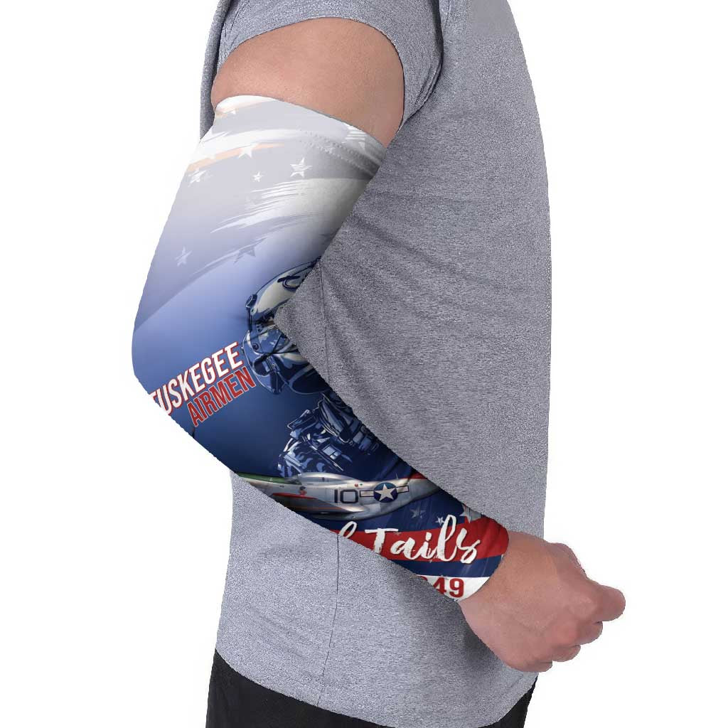 Tuskegee Airmen Red Tails Arm Sleeves Straighten Up and Fly Right - Blue White - Wonder Print Shop