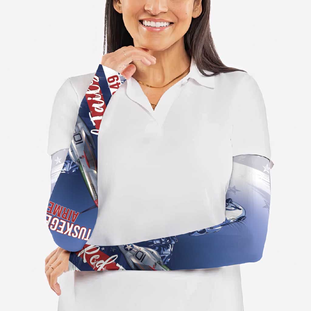 Tuskegee Airmen Red Tails Arm Sleeves Straighten Up and Fly Right - Blue White - Wonder Print Shop
