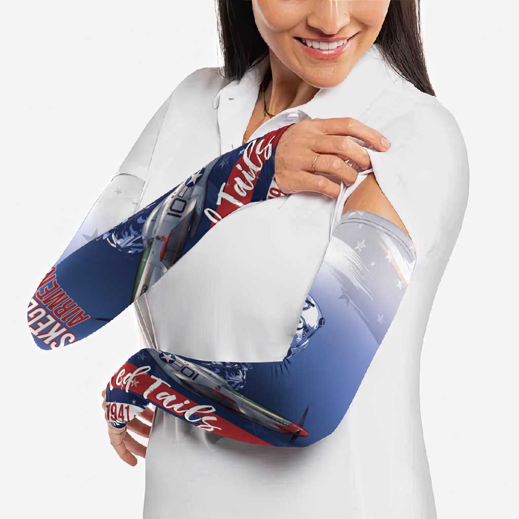 Tuskegee Airmen Red Tails Arm Sleeves Straighten Up and Fly Right - Blue White - Wonder Print Shop
