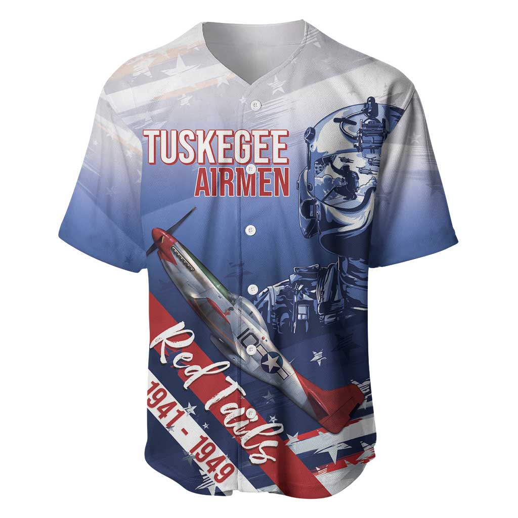 Tuskegee Airmen Red Tails Baseball Jersey Straighten Up and Fly Right - Blue White - Wonder Print Shop