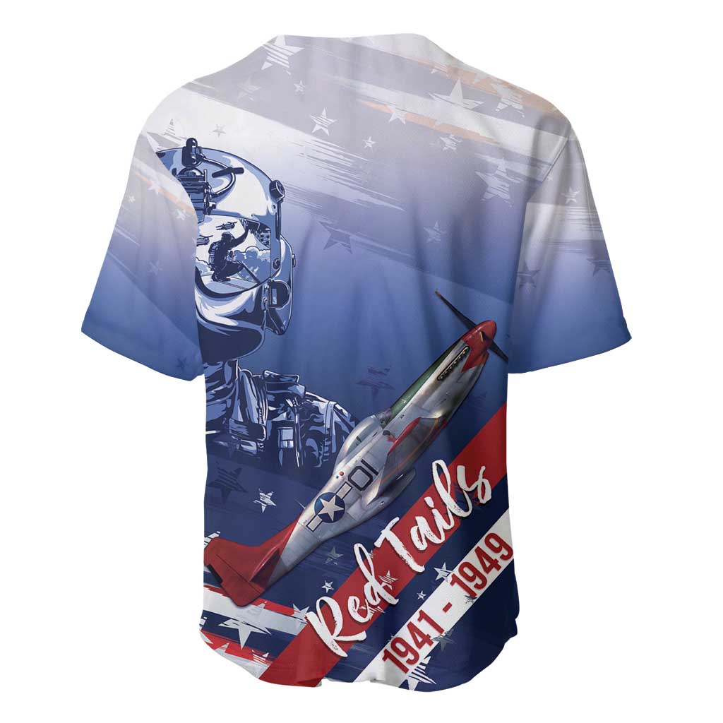 Tuskegee Airmen Red Tails Baseball Jersey Straighten Up and Fly Right - Blue White - Wonder Print Shop