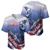 Tuskegee Airmen Red Tails Baseball Jersey Straighten Up and Fly Right - Blue White - Wonder Print Shop