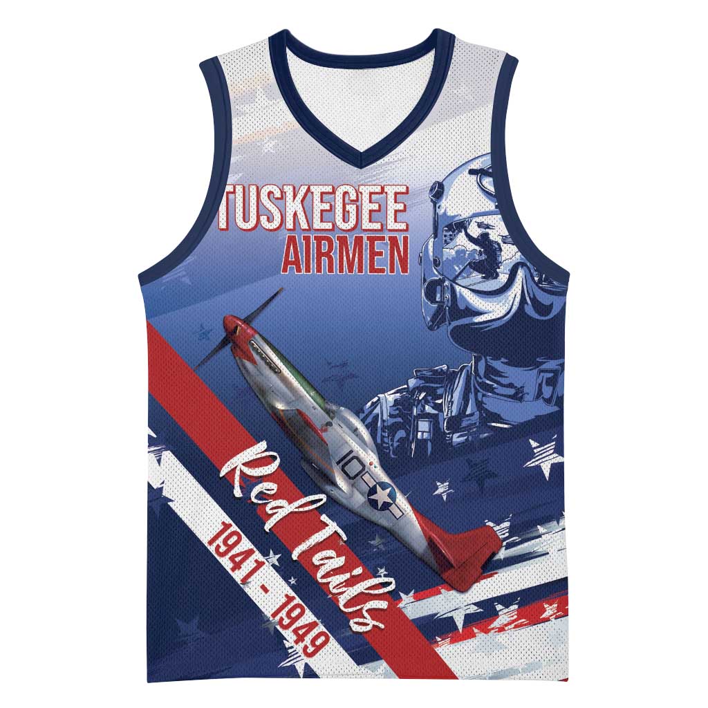 Tuskegee Airmen Red Tails Basketball Jersey Straighten Up and Fly Right - Blue White - Wonder Print Shop