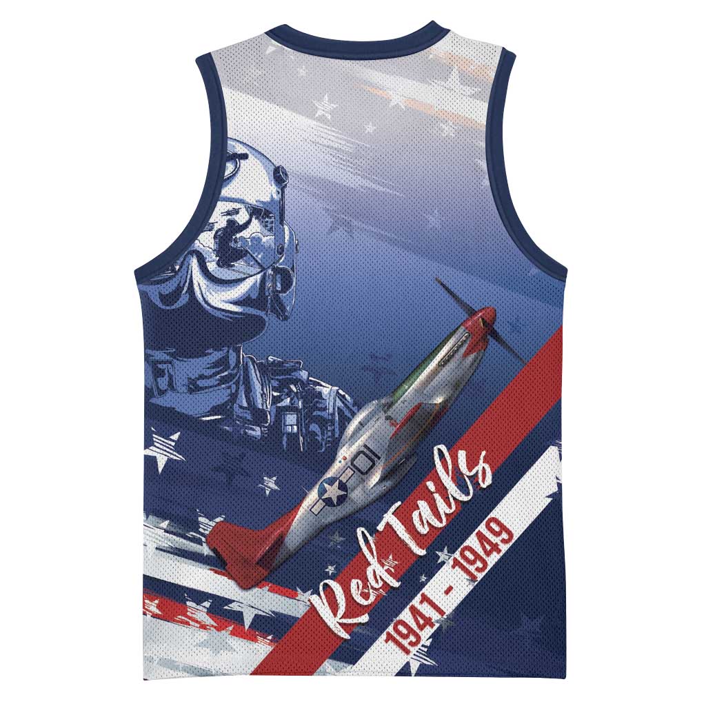 Tuskegee Airmen Red Tails Basketball Jersey Straighten Up and Fly Right - Blue White - Wonder Print Shop