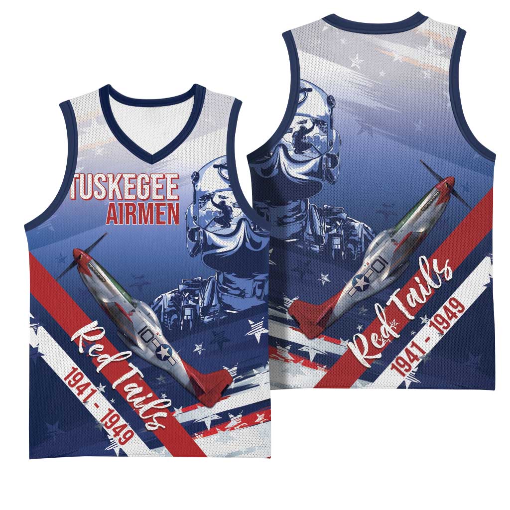 Tuskegee Airmen Red Tails Basketball Jersey Straighten Up and Fly Right - Blue White - Wonder Print Shop