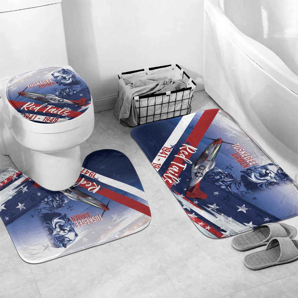 Tuskegee Airmen Red Tails Bathroom Set Straighten Up and Fly Right - Blue White - Wonder Print Shop