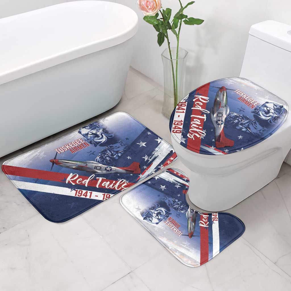 Tuskegee Airmen Red Tails Bathroom Set Straighten Up and Fly Right - Blue White - Wonder Print Shop