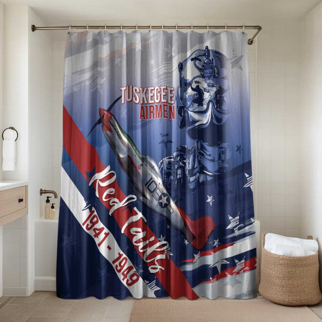 Tuskegee Airmen Red Tails Bathroom Set Straighten Up and Fly Right - Blue White - Wonder Print Shop