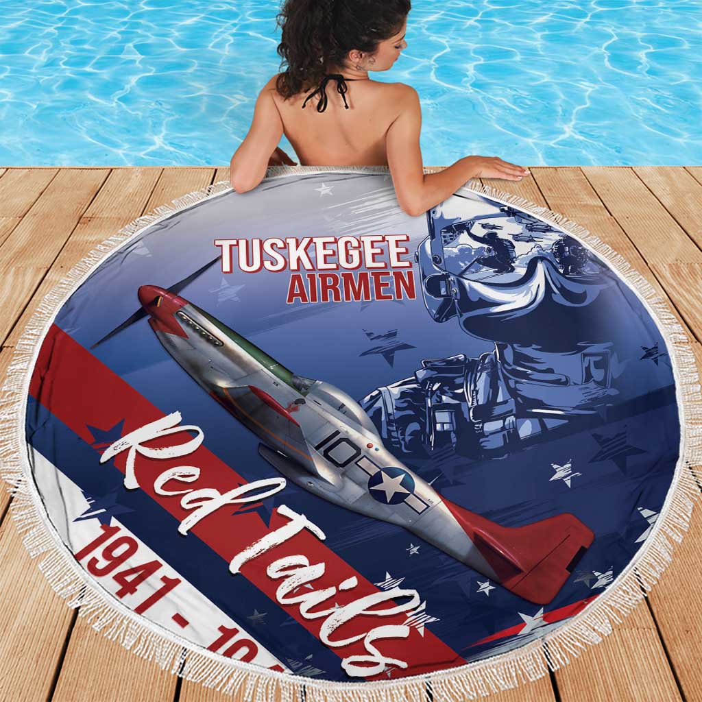 Tuskegee Airmen Red Tails Beach Blanket Straighten Up and Fly Right - Blue White - Wonder Print Shop