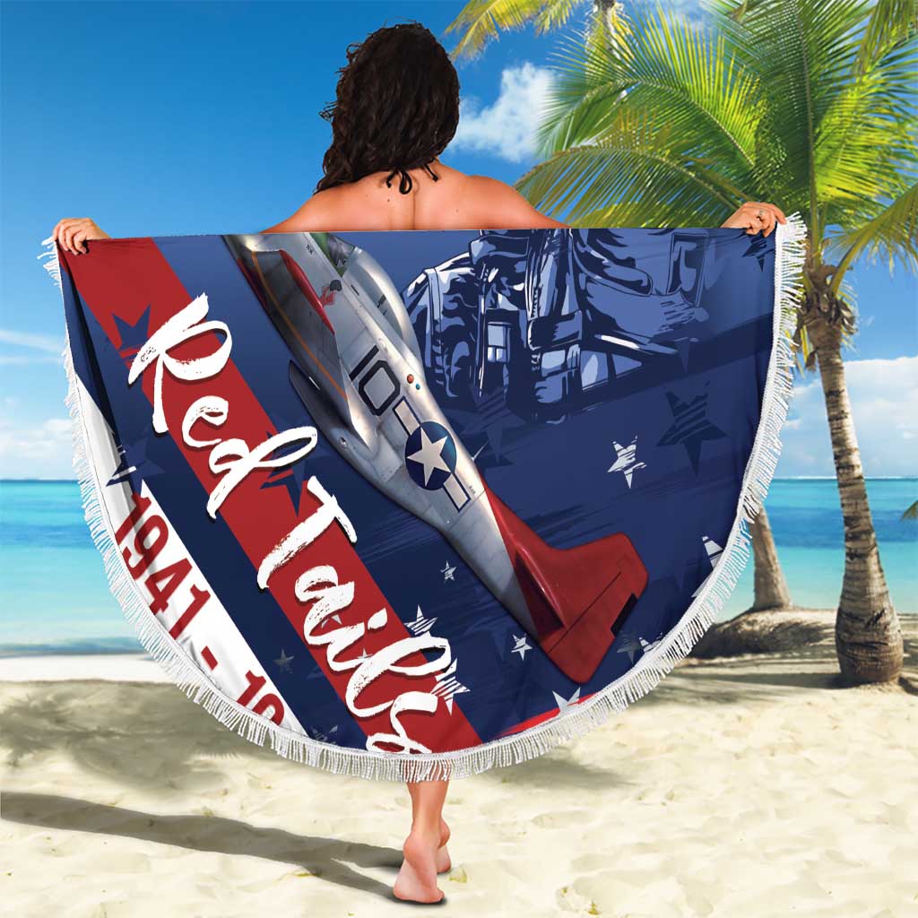 Tuskegee Airmen Red Tails Beach Blanket Straighten Up and Fly Right - Blue White - Wonder Print Shop