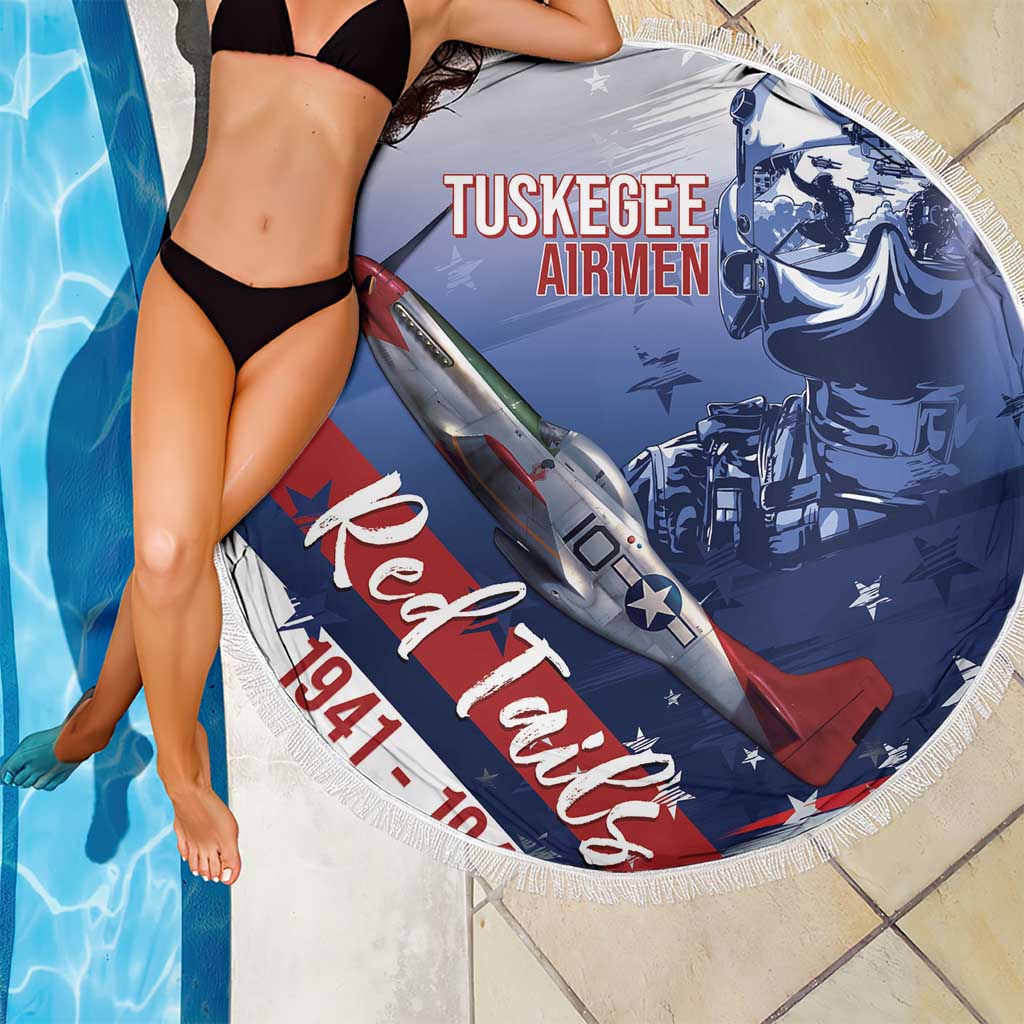 Tuskegee Airmen Red Tails Beach Blanket Straighten Up and Fly Right - Blue White - Wonder Print Shop