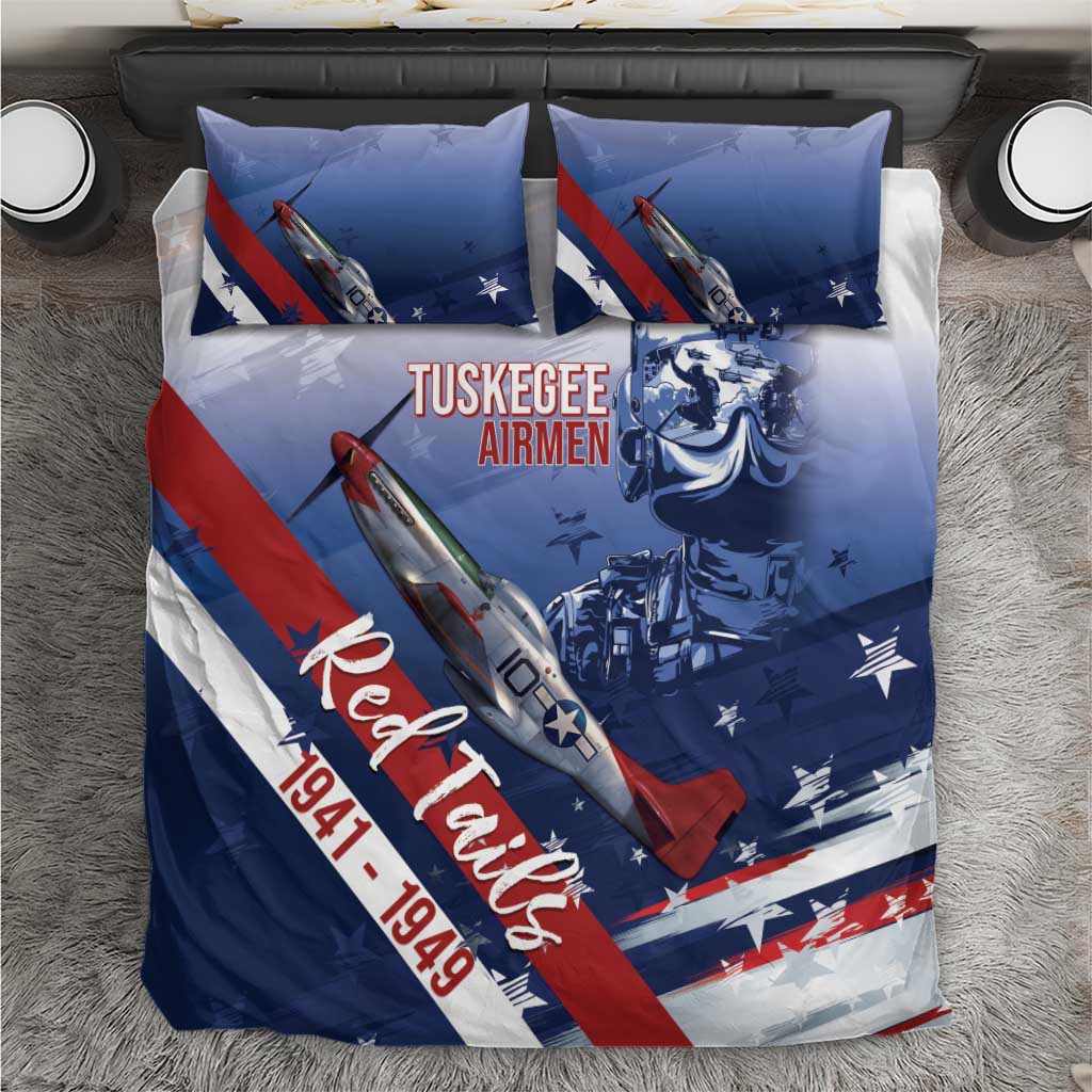 Tuskegee Airmen Red Tails Bedding Set Straighten Up and Fly Right - Blue White - Wonder Print Shop