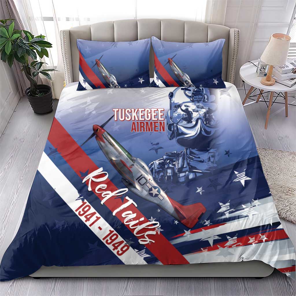 Tuskegee Airmen Red Tails Bedding Set Straighten Up and Fly Right - Blue White - Wonder Print Shop