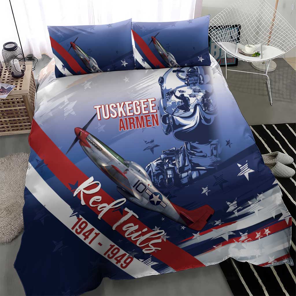 Tuskegee Airmen Red Tails Bedding Set Straighten Up and Fly Right - Blue White - Wonder Print Shop
