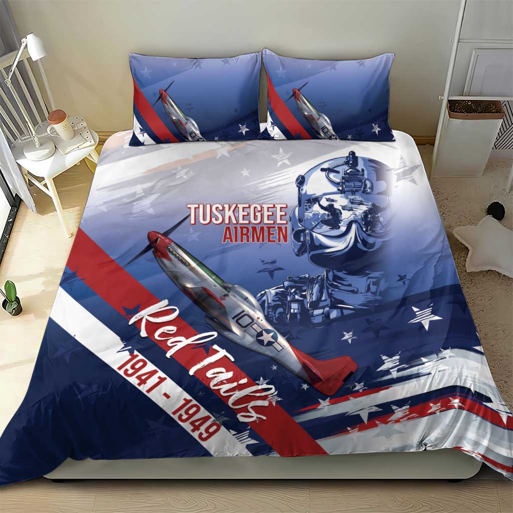 Tuskegee Airmen Red Tails Bedding Set Straighten Up and Fly Right - Blue White - Wonder Print Shop