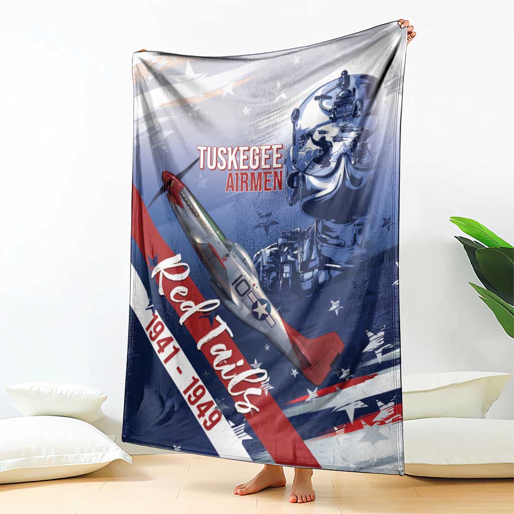 Tuskegee Airmen Red Tails Blanket Straighten Up and Fly Right - Blue White - Wonder Print Shop
