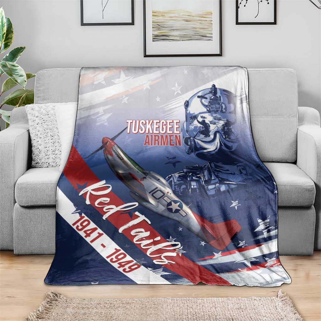 Tuskegee Airmen Red Tails Blanket Straighten Up and Fly Right - Blue White - Wonder Print Shop