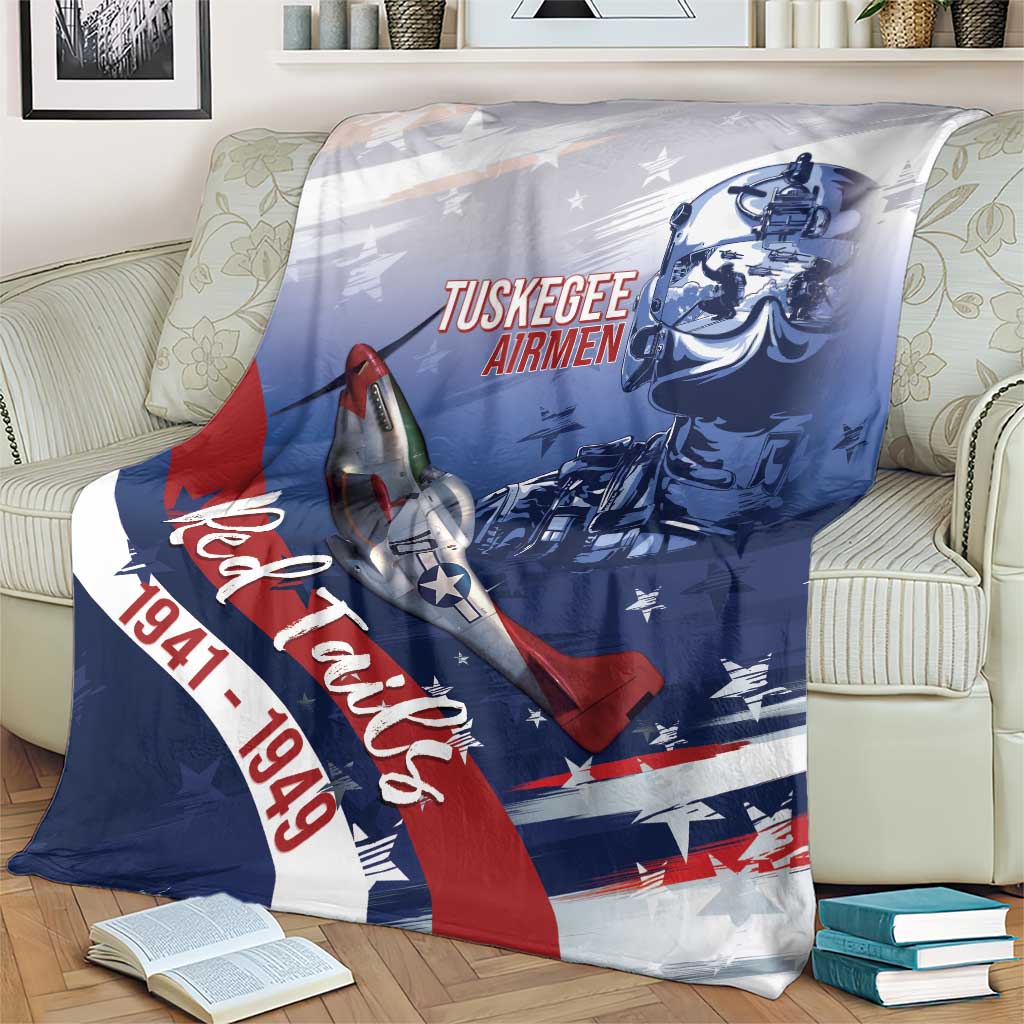 Tuskegee Airmen Red Tails Blanket Straighten Up and Fly Right - Blue White - Wonder Print Shop