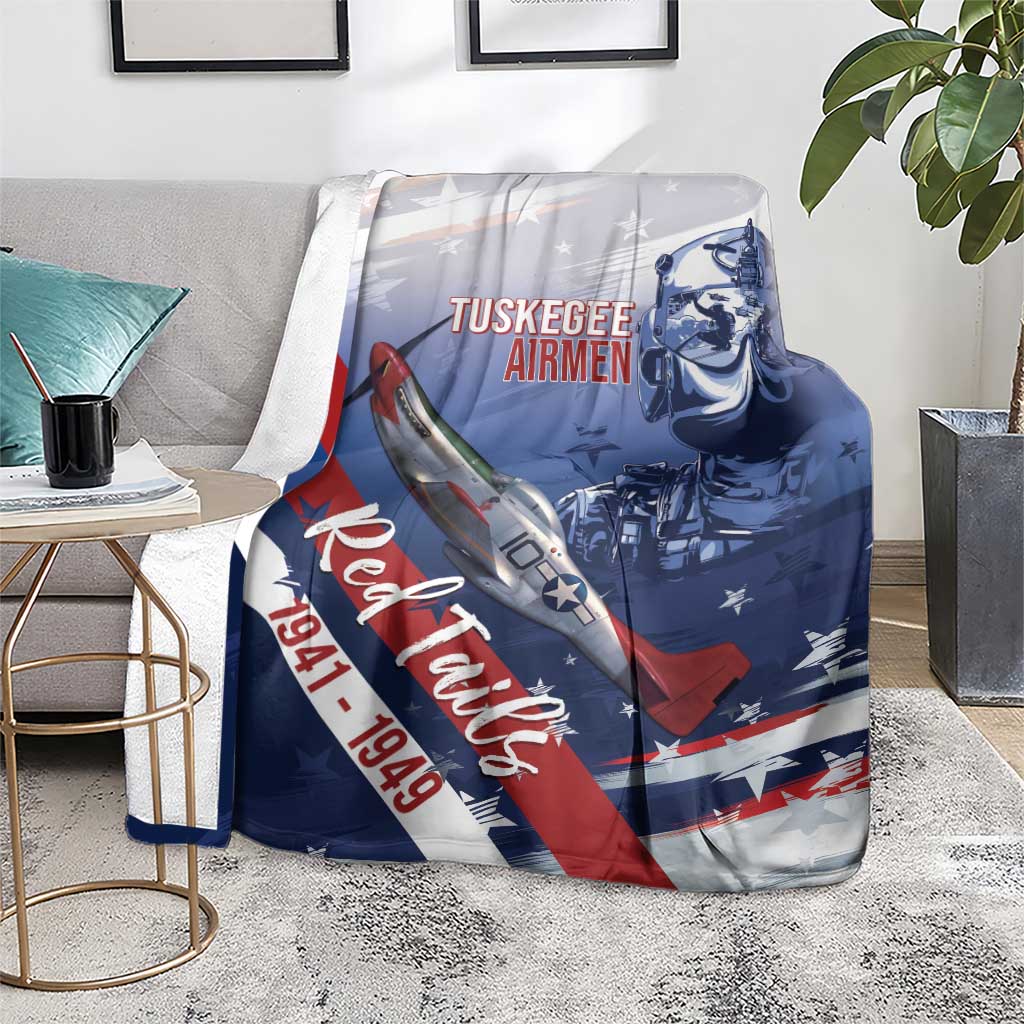 Tuskegee Airmen Red Tails Blanket Straighten Up and Fly Right - Blue White - Wonder Print Shop