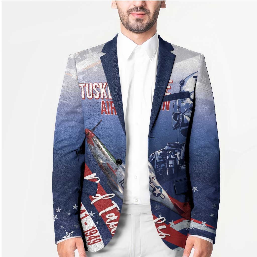 Tuskegee Airmen Red Tails Blazer Straighten Up and Fly Right - Blue White - Wonder Print Shop