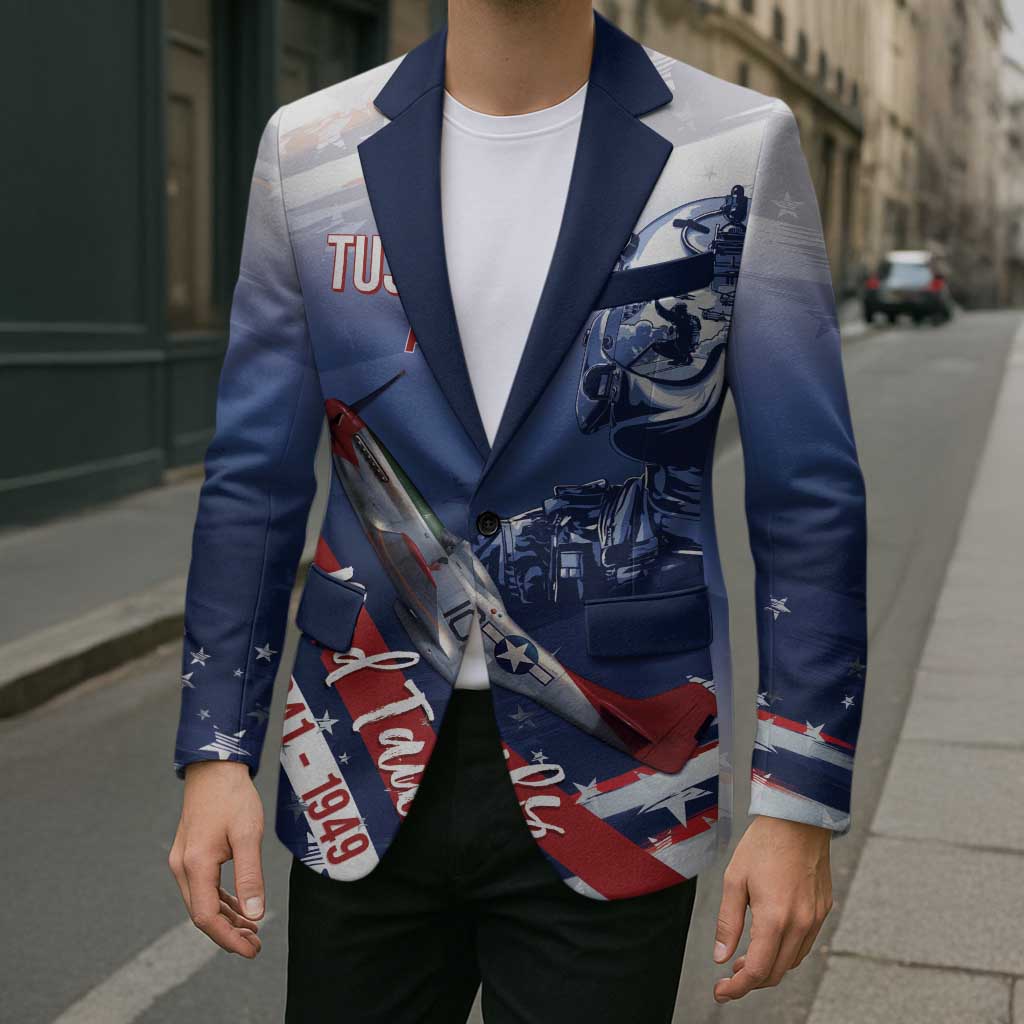 Tuskegee Airmen Red Tails Blazer Straighten Up and Fly Right - Blue White - Wonder Print Shop