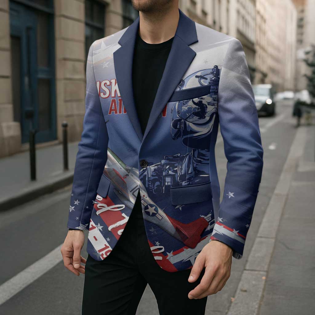 Tuskegee Airmen Red Tails Blazer Straighten Up and Fly Right - Blue White - Wonder Print Shop