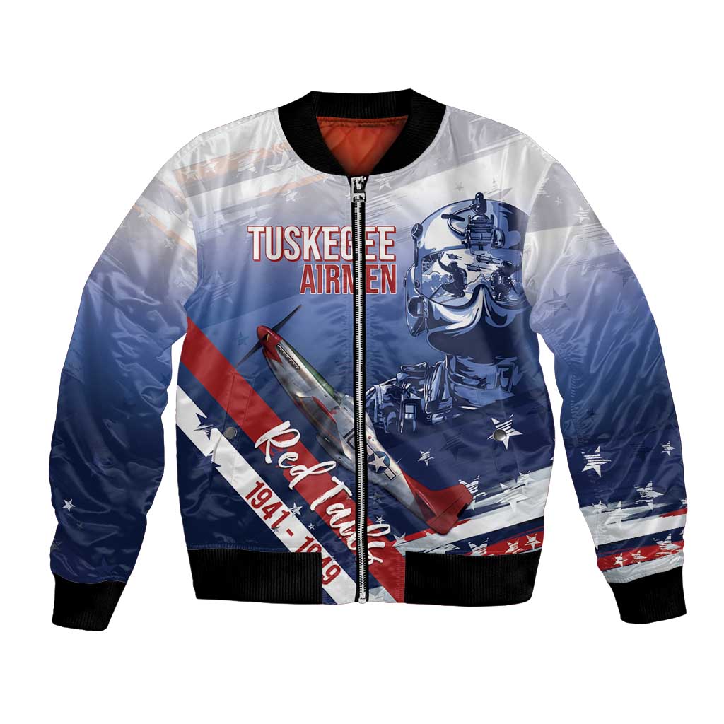 Tuskegee Airmen Red Tails Bomber Jacket Straighten Up and Fly Right - Blue White - Wonder Print Shop
