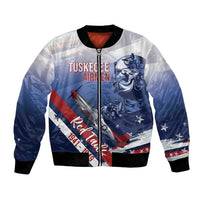 Tuskegee Airmen Red Tails Bomber Jacket Straighten Up and Fly Right - Blue White - Wonder Print Shop