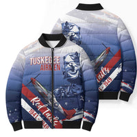 Tuskegee Airmen Red Tails Bomber Puffer Jacket Straighten Up and Fly Right - Blue White - Wonder Print Shop