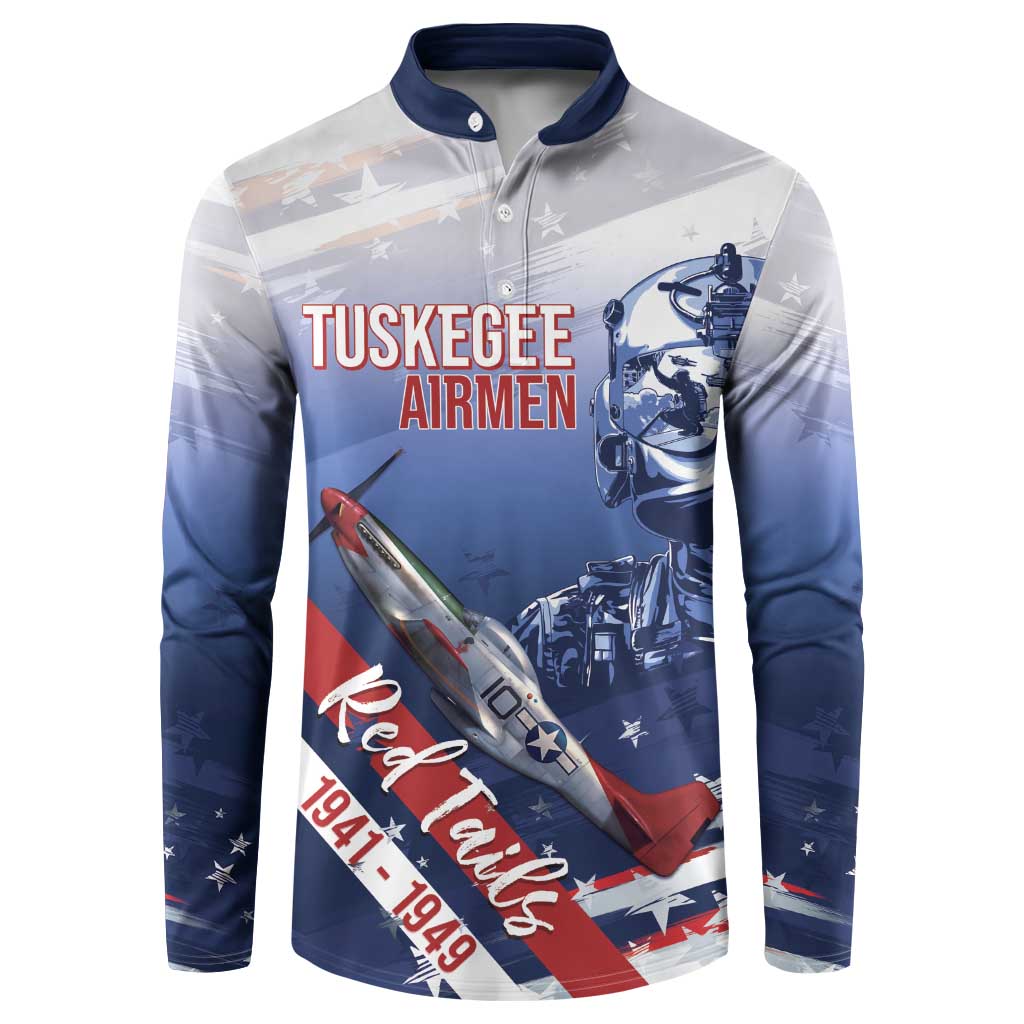 Tuskegee Airmen Red Tails Button Sweatshirt Straighten Up and Fly Right - Blue White - Wonder Print Shop
