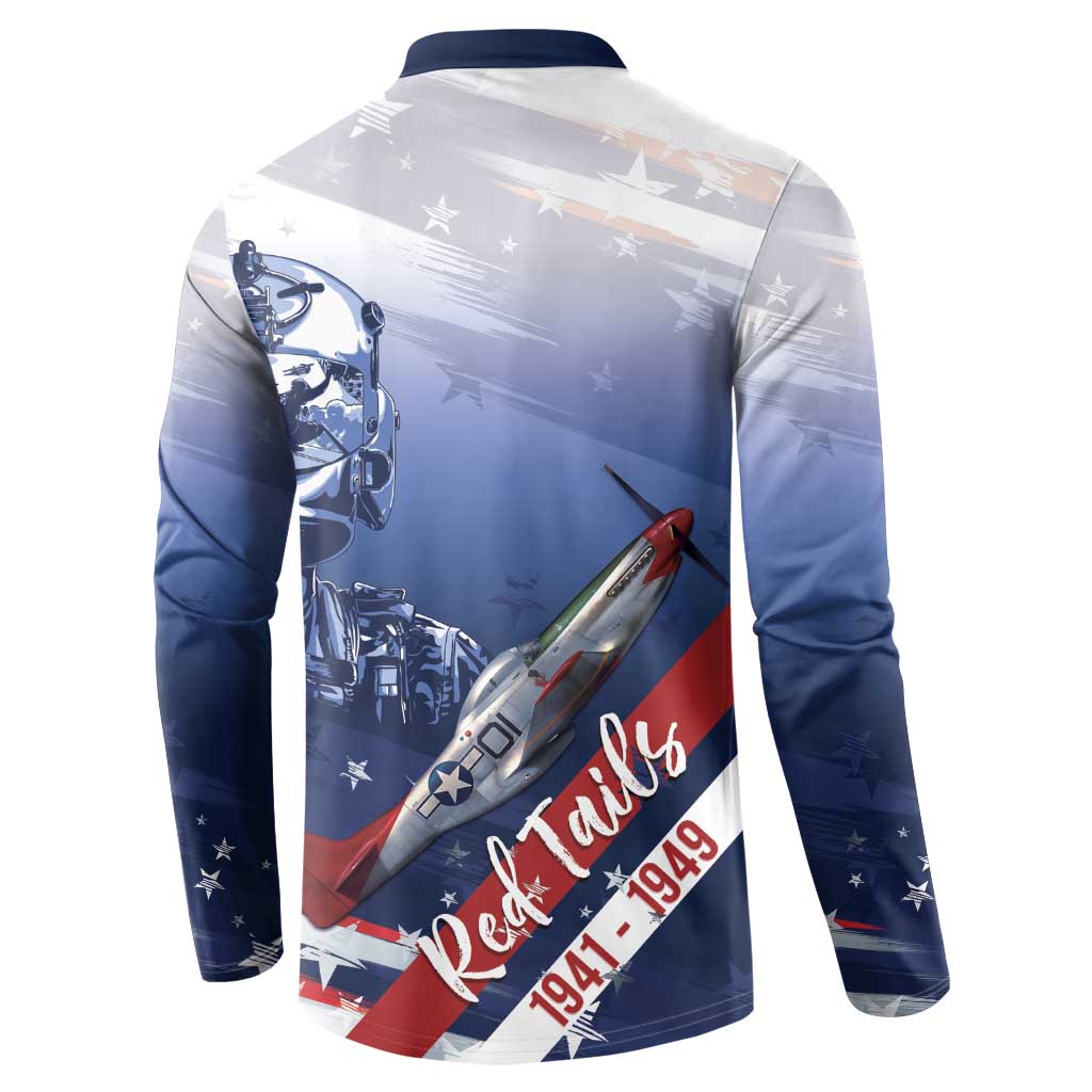 Tuskegee Airmen Red Tails Button Sweatshirt Straighten Up and Fly Right - Blue White - Wonder Print Shop