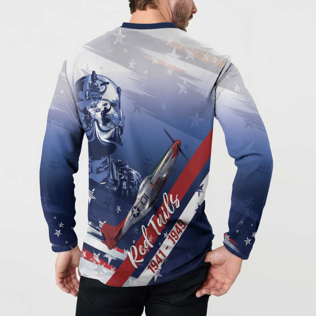 Tuskegee Airmen Red Tails Button Sweatshirt Straighten Up and Fly Right - Blue White - Wonder Print Shop