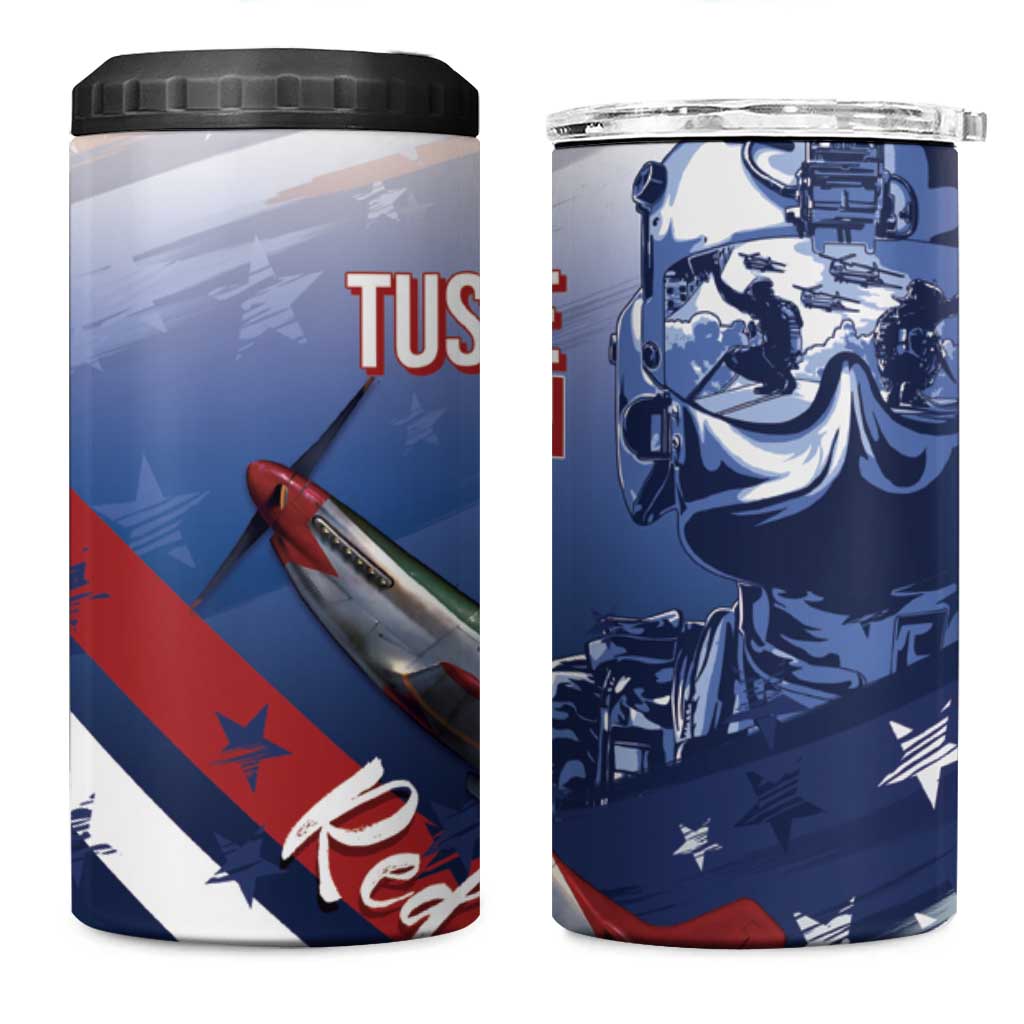 Tuskegee Airmen Red Tails 4 in 1 Can Cooler Tumbler Straighten Up and Fly Right - Blue White - Wonder Print Shop