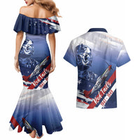 Tuskegee Airmen Red Tails Couples Matching Mermaid Dress and Hawaiian Shirt Straighten Up and Fly Right - Blue White - Wonder Print Shop