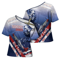 Tuskegee Airmen Red Tails Cross Shoulder Shirt Straighten Up and Fly Right - Blue White - Wonder Print Shop